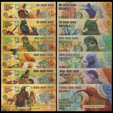 Lot 6pcs Elobey Grande Set 2018 Fantasy Polymer Banknote Paradisaea Raggiana picture