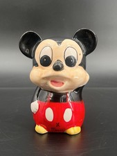 Vintage 1990 Japan Ceramic Mouse Coin Bank Hand Painted Mickey Style Piggy Bank picture