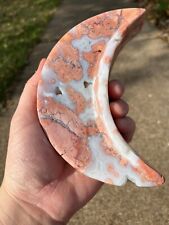 Natural Pink Agate Crescent Moon Bowl Holder picture