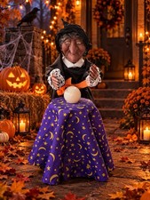Vintage Gemmy Fortune Teller Witch Animated Crystal Ball Halloween Tested Works picture