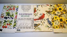 4 Vtg 60s Linen Towels NWT Kay Dee Berries Birds Sandwich Towel Lot picture