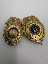 Vintage Odessa TX Fire Dept Captain 10 Year Service Badges Lot of 2 picture