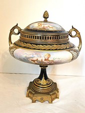 Sevres of France Porcelain and Bronze Lidded Urn Hand Painted by Collot RARE picture