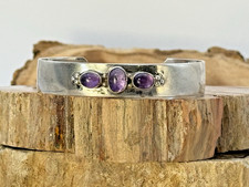 Vintage Anderson Parkett Navajo Sterling Silver Amethyst Cuff Bracelet--1298.26 picture