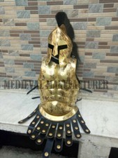 Antique Medieval W/ Black Plume Helme Christmas Roman Muscle Armor Jacket Brass picture