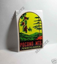 Pennsylvania Pocono Mts Vintage Style Travel Decal / Vinyl Sticker,Luggage Label picture