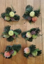 Vtg Set Sugared Fruit Clip-On Christmas Tree Picks Ornaments Pomegranate Cherry picture