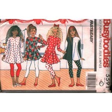 Vintage Butterick Busybodies 5591 Girls Dress Top Leggings Sewing Pattern 12 14 picture