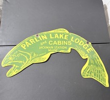Parlin Lake Lodge Cabins Maine 2 Sided Enamel Sign 30x15” picture