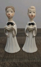 Vintage MCM Christmas Church Singing Choir Boys Ceramic Set Of 2 Japan SEE PHOTO picture