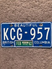 1982 British Columbia License Plate - KCG 957 - Nice picture