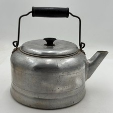 Vintage Comet Aluminum Tea Kettle Coffee Wooden Handle Cowboy Camp Made In USA picture