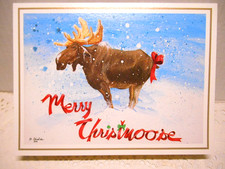 6 VTG Leanin Tree Christmas Greeting Cards Bonnie Shields MERRY CHRISTMOOSE 1989 picture