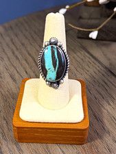 Navajo Black Jack Turquoise Size 8 stamped Robert Chakey. New never worn picture