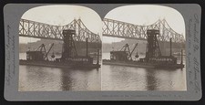 Pittsburgh PA Monongahela Collier No. 4 Bridge 1905 Steamboat Stereograph picture