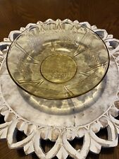 Federal Glass Cabbage Rose Sharon Amber Depression Glass 8-1/2