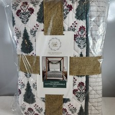 THE FARMHOUSE RACHEL ASHWELL Quilt Set Holiday Trees Holly Berry 3pc Queen/Full picture