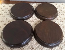 Set Of 4   Vintage Wooden 4.5in Round Figurine Stands picture