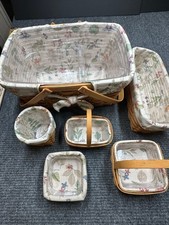 Longaberger Basket Lot 6 Baskets +Cloth and Plastic Liners picture