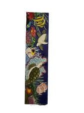Ping Ceramic Art Tile Sea Turtle Tropical Fish Coral Reef Wall Plaque Signed picture