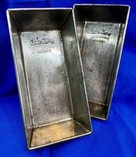 Vintage Bake King Mini Loaf Pans Set of 2 Folded Metal Bread Baking Farmhouse picture