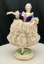 ANTIQUE DRESDEN MV MUELLER VOLKSTEDT LACE BALLERINA PORCELAIN FIGURE 9