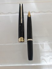 vtg Black Gt Platinum Fountain Pen - 18k Sf Nib picture