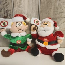 Tekky Toys Grumpy Elf & Santa Squeezer Christmas Talking 2009 Plush Rare *Video* picture