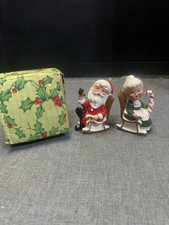 Vintage Japan Santa Mrs Claus Rocking Chair Salt Pepper Shakers Ceramic picture