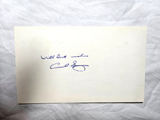 Vintage Carl Sagan signed 3x5 index card picture