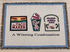 VINTAGE TACO MAKER / JAKE’S OVER THE TOP / MAYAN JAMMA JUICE WOVEN THROW picture