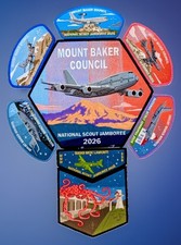 BOY SCOUT BSA MOUNT BAKER COUNCIL OA 338 WASHINGTON 2026 JAMBOREE 8-PATCH BOEING picture