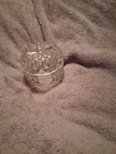 Vtg Pressed Glass Apple Lidded Hexagon Candy Trinket Box picture