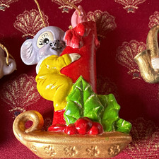 Vintage Ceramic Christmas Ornament Set of 6 Santa Snowman Mouse Angels Squirrel picture