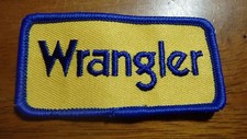 VINTAGE WRANGLER JEANS RODEO CLOWN   CLOTHING PATCH BLUE JEANS 3 X 1 1/2 INCHES picture