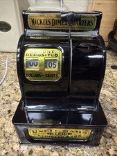 Vintage Uncle Sam’s 3 Coin Register Bank Black Very Good Condition picture