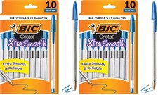 2 Pack BIC Cristal Xtra Smooth Ballpoint Pens Blue Ink Medium 1.0mm 10 Pack picture