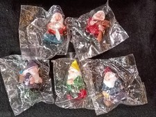 Lot of 5 Vintage Miniature Garden Gnome Figurines New Mint Condition Mini Gnomes picture