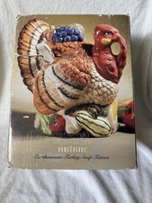 Vintage 1990s Home Trends Earthenware Thanksgiving Turkey Gravy Boat with Ladle picture