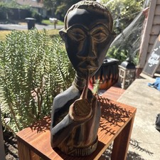 Vintage Hand Carved Ironwood Folk Art African Themed Sculpture picture