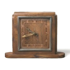 Art Deco Garrard Mantel Clock 1930-40s Veneered Wood Chrome Bezel Arabic Numbers picture