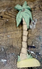 #211 Hand Carved 19” Long Wooden Palm Tree Wall Art picture