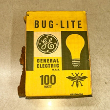GE Bug-Lite 100W A19 Incandescent Yellow Bug Light Bulb 120V Vintage 1940-69 picture