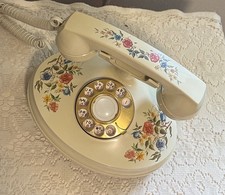Vintage Empress Floral Rotary Landline Telephone 1973 Cottagecore Untested picture