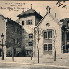c1910s Aix-les-Bains France Postcard Town Hall Marquis Chateau Renaissance picture
