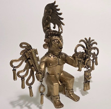 Aztec Mayan Gold Warrior God Idol Figure 24.5cm 9.7in Tall Museum Replica picture