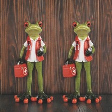 2-PC Gift Set 6.5 H Doctor Frog Standing Figurine Ornament Home Decor Gift picture