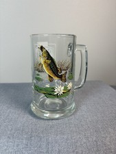 Schmidt Beer Collector Series Bass Fish Glass Mug Stein 14oz Barware picture