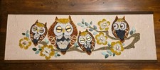 Vintage MCM 1960's Owl Family Gravel Pebble Mosaic Wall Art 36