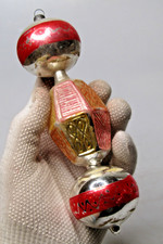 Vintage Rare Blown Glass Tiered LANTERN w BALL Rattle Christmas Ornament Germany picture